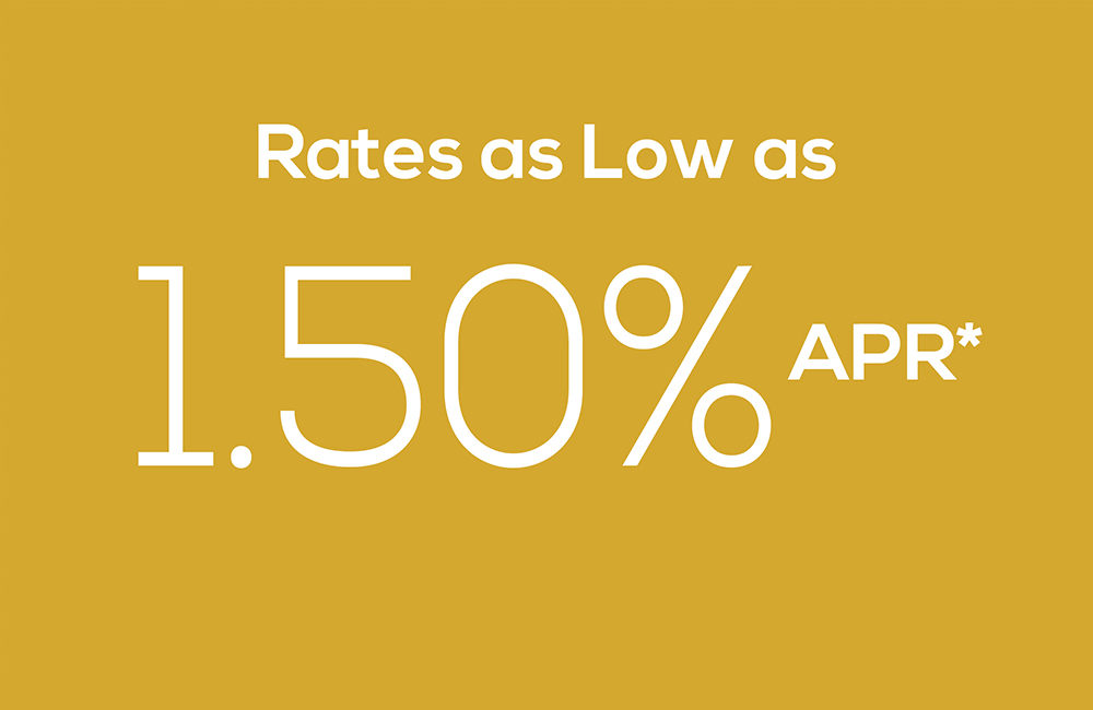 Gold block reading "Rates as Low as 1.50% APR*"