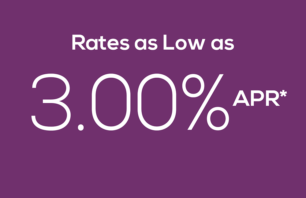 Purple block that reads "Rates as Low as 3.00% APR*"