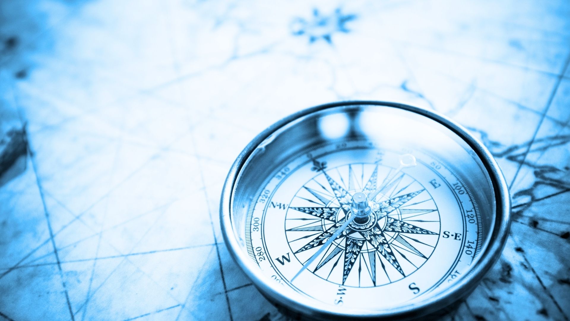 Compass on a map