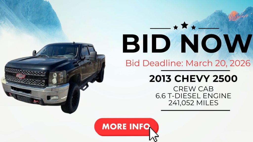 Bid Now on a 2013 Chevy 2500 truck