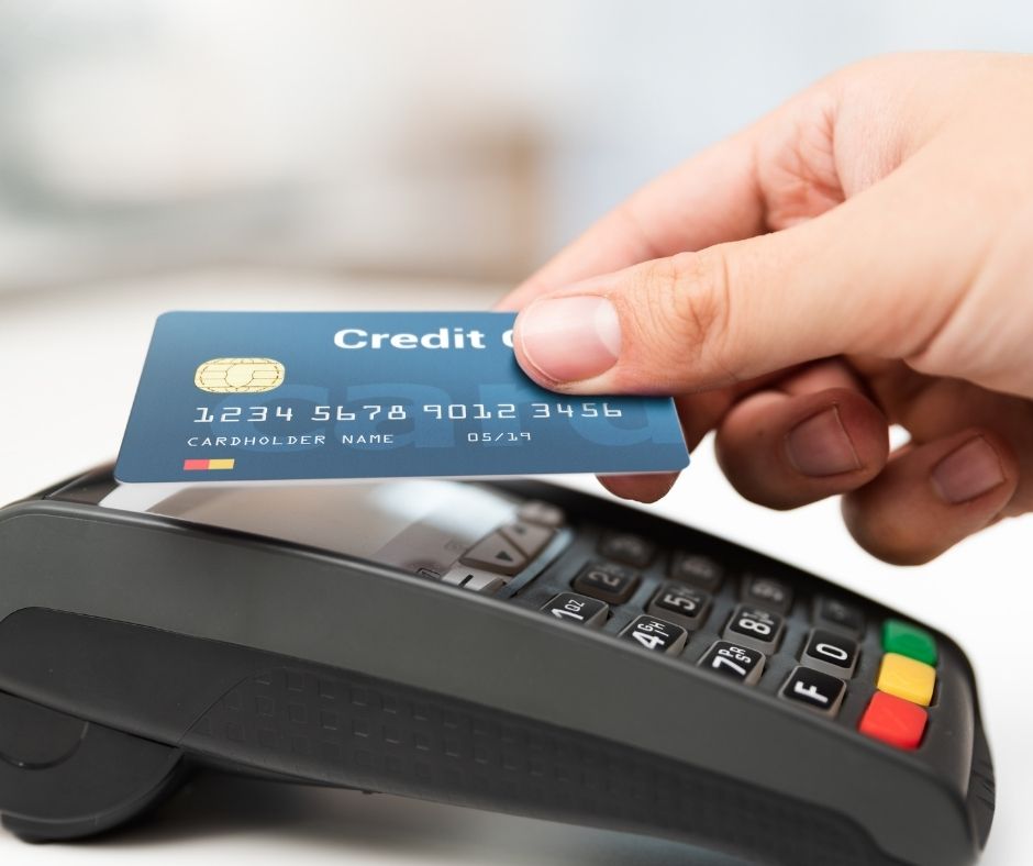A contactless card being used at a terminal